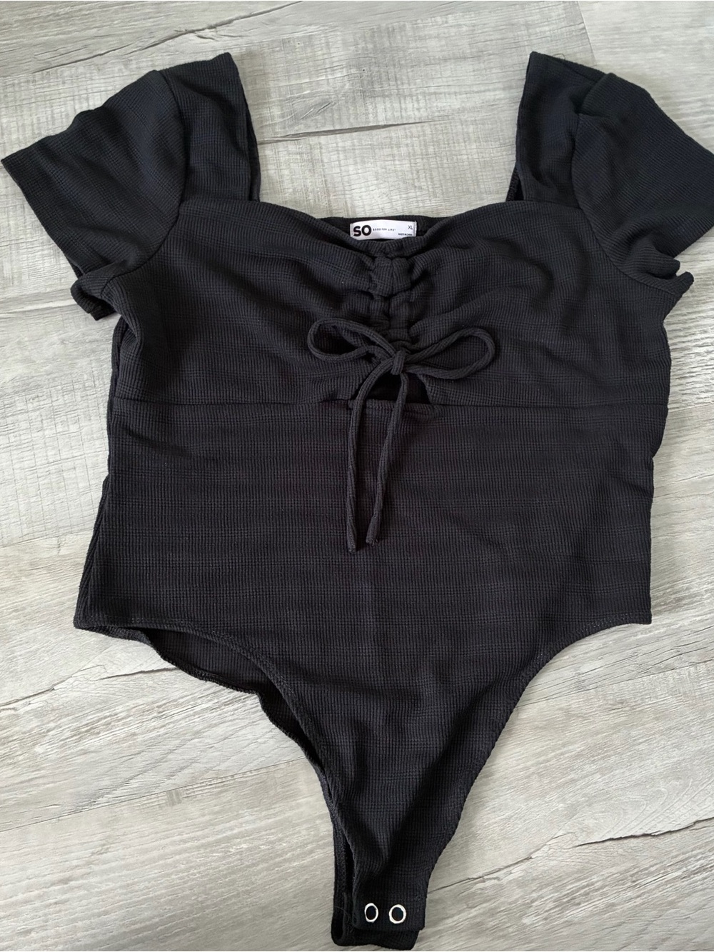 black lace up bodysuit